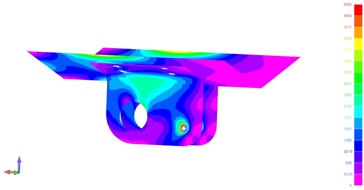Tail-wheel bracket stress contour
